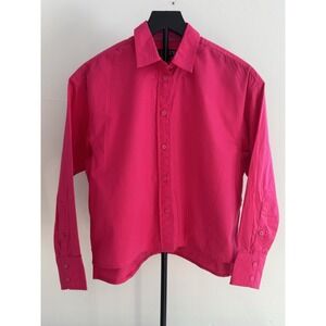 J.Crew Re-Imagined Hot Pink Cotton Button Down‎ Shirt Women's Sz 2 Cottagecore